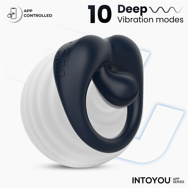 INTOYOU APP SERIES - KENNY ANILLO VIBRADOR CON ESTIMULADOR DE CLÍTORIS Y APP AZUL NOCHE