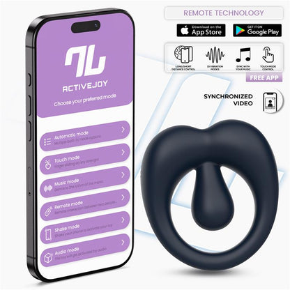 INTOYOU APP SERIES - KENNY ANILLO VIBRADOR CON ESTIMULADOR DE CLÍTORIS Y APP AZUL NOCHE