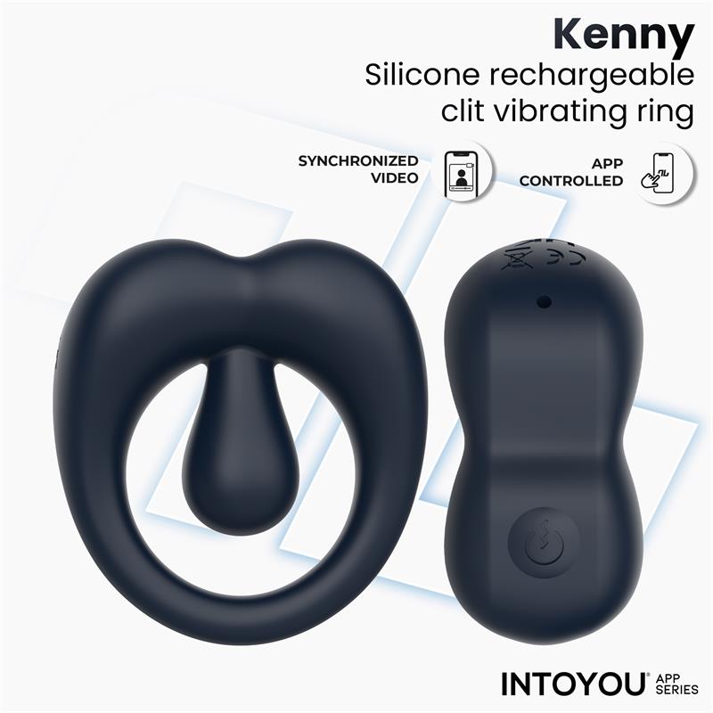 INTOYOU APP SERIES - KENNY ANILLO VIBRADOR CON ESTIMULADOR DE CLÍTORIS Y APP AZUL NOCHE