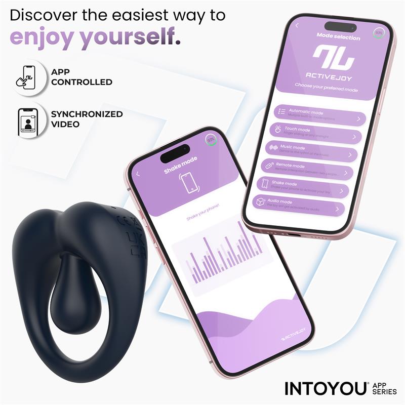 INTOYOU APP SERIES - KENNY ANILLO VIBRADOR CON ESTIMULADOR DE CLÍTORIS Y APP AZUL NOCHE
