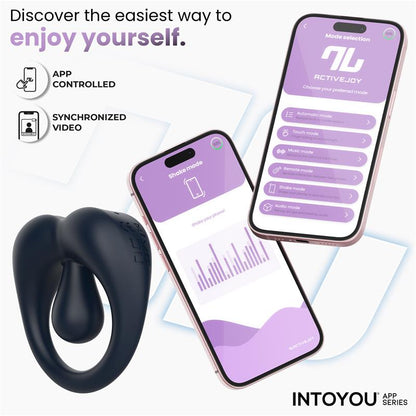 INTOYOU APP SERIES - KENNY ANILLO VIBRADOR CON ESTIMULADOR DE CLÍTORIS Y APP AZUL NOCHE