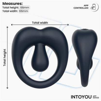 INTOYOU APP SERIES - KENNY ANILLO VIBRADOR CON ESTIMULADOR DE CLÍTORIS Y APP AZUL NOCHE