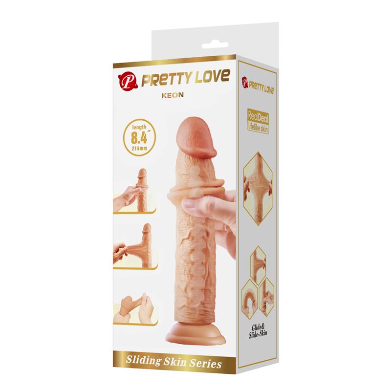 PRETTYLOVE - KEON DILDO CON PIEL DESLIZANTE-RETRACTIL 21 CM