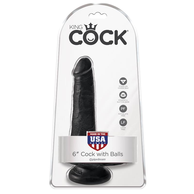 KING COCK - KING COCK PENE CON TESTÍCULOS DE 6 - COLOR NEGRO
