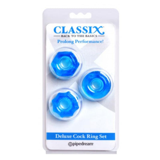CLASSIX - KIT 3 ANILLOS PARA EL PENE AZUL