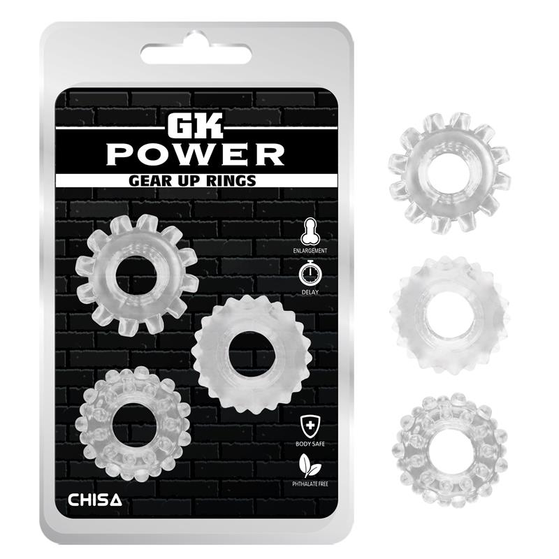 CHISA - KIT 3 ANILLOS PENE GEAR UP TRANSPARENTE