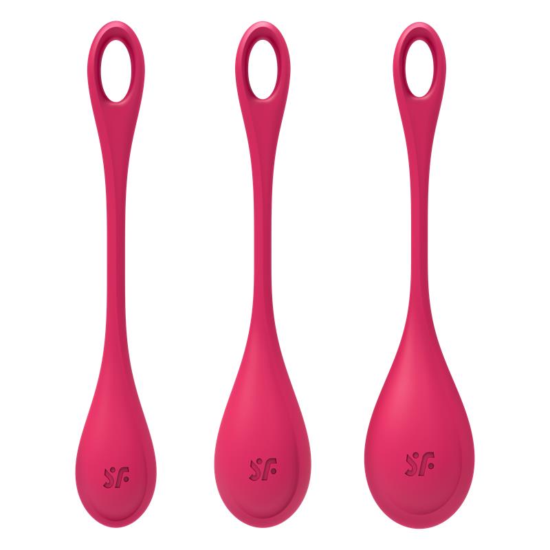 SATISFYER - KIT 3 BOLAS SUELO PÉLVICO YONI POWER 1 ROJO