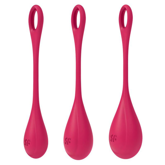 SATISFYER - KIT 3 BOLAS SUELO PÉLVICO YONI POWER 1 ROJO