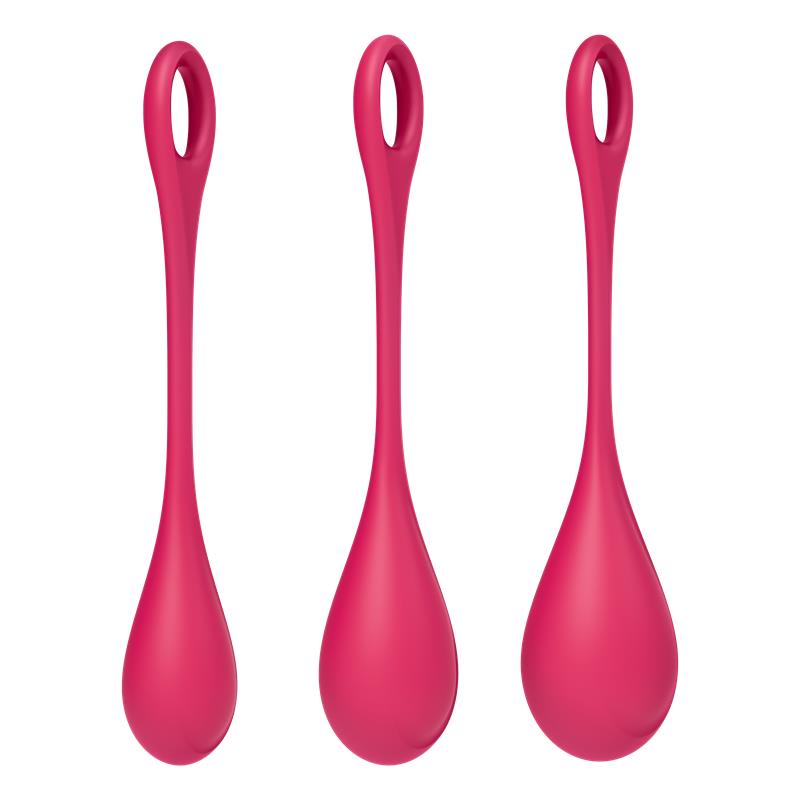 SATISFYER - KIT 3 BOLAS SUELO PÉLVICO YONI POWER 1 ROJO