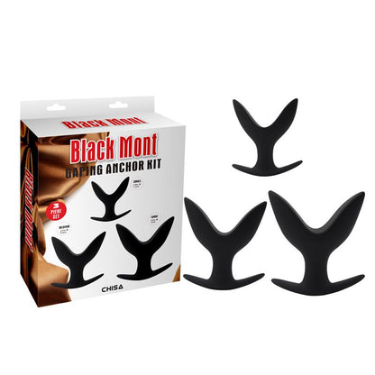 CHISA - KIT 3 PLUG GAPING ANCHOR SILICONA NEGRO
