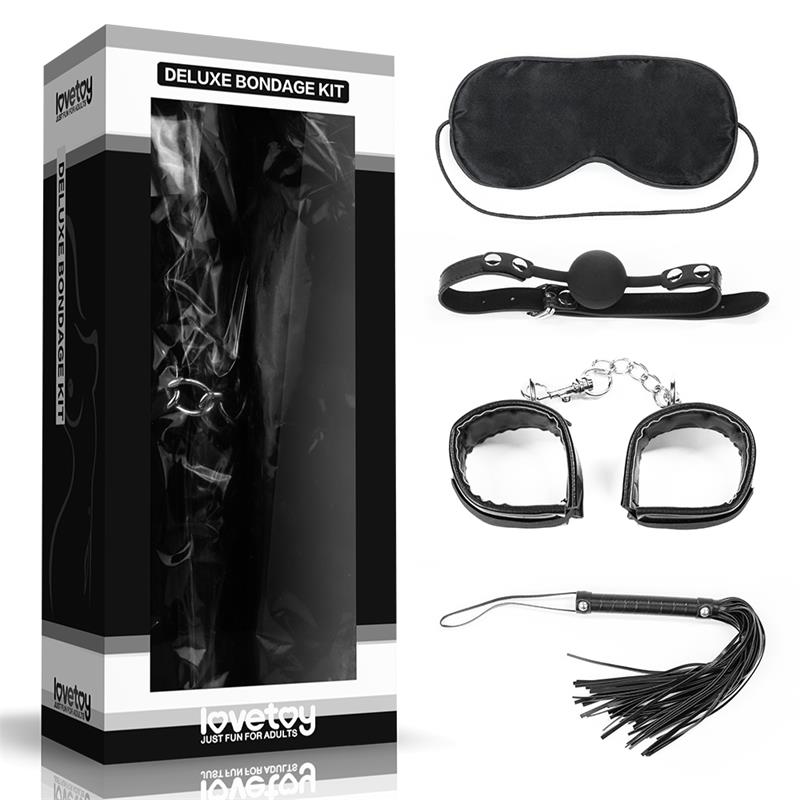 LOVETOY - KIT BONDAGE DELUXE 4 UNIDADES NEGRO