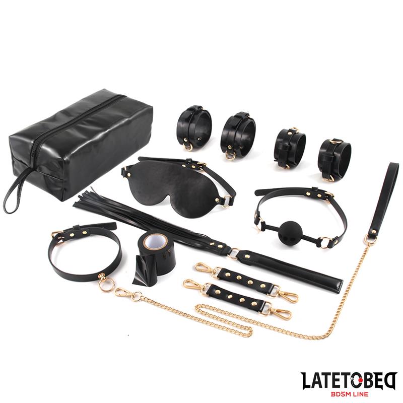 LATETOBED BDSM LINE - KIT DE BONDAGE  8 PZ CON BOLSA DE ALMACENAJE