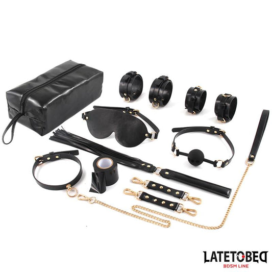 LATETOBED BDSM LINE - KIT DE BONDAGE 8 PZ CON BOLSA DE ALMACENAJE