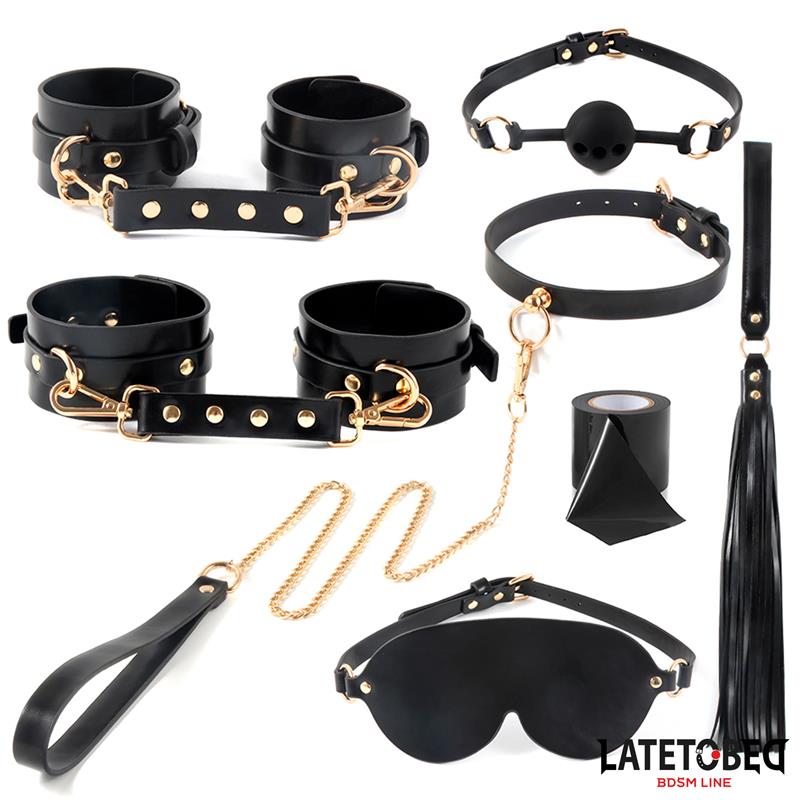 LATETOBED BDSM LINE - KIT DE BONDAGE  8 PZ CON BOLSA DE ALMACENAJE