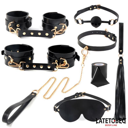 LATETOBED BDSM LINE - KIT DE BONDAGE  8 PZ CON BOLSA DE ALMACENAJE