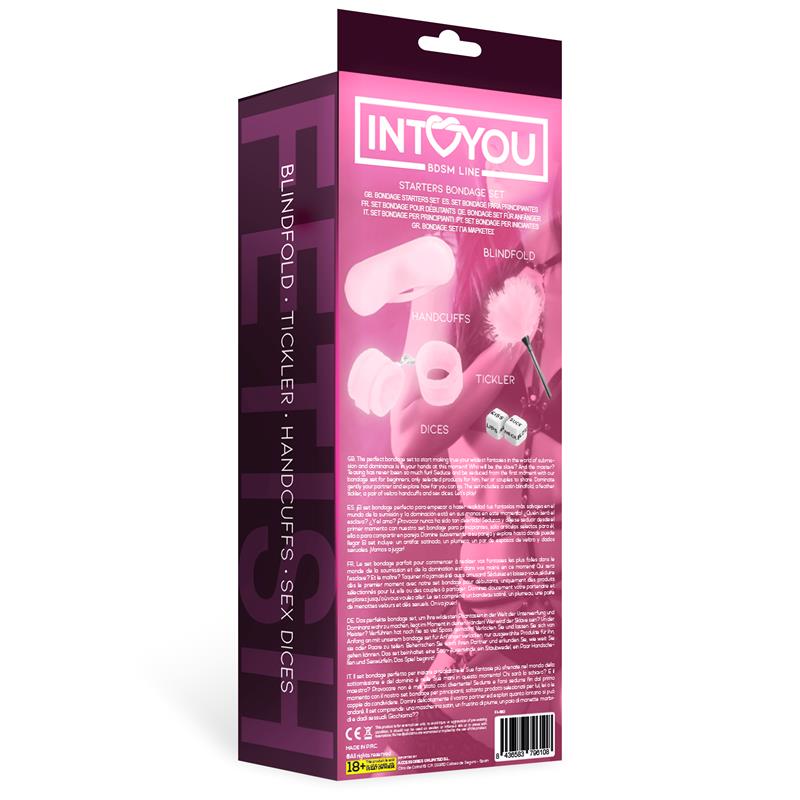 INTOYOU BDSM LINE - KIT DE BONDAGE PARA PRINCIPIANTES STARTERS 4 PIEZAS ROSA