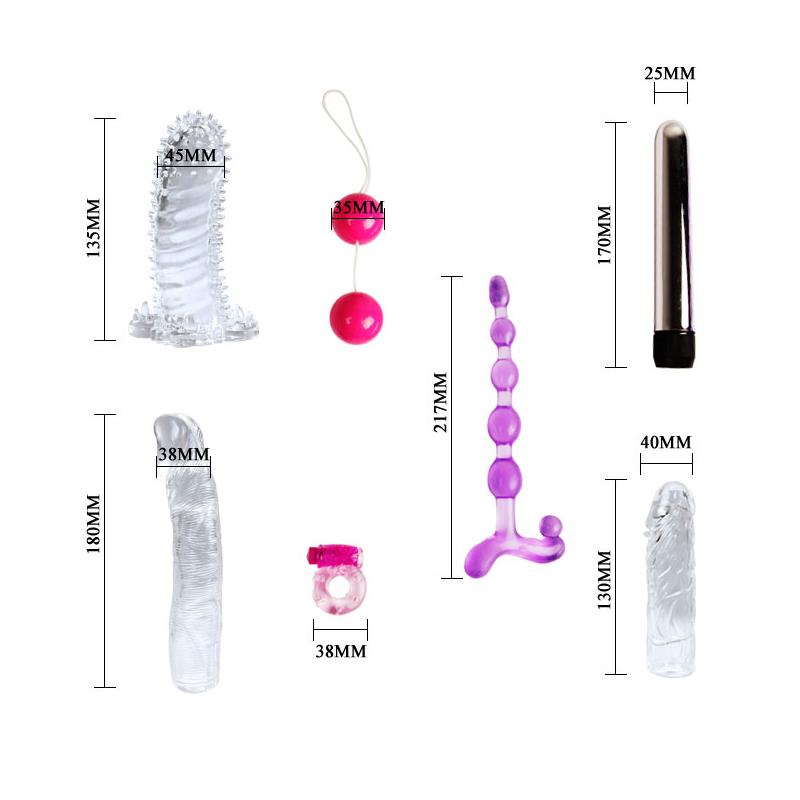 BAILE - KIT DE VIBRADOR Y FUNDAS PARA EL PENE