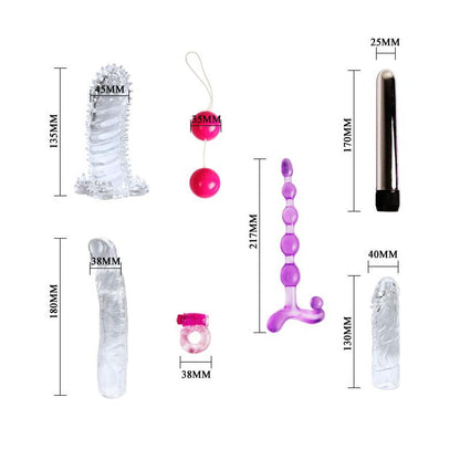 BAILE - KIT DE VIBRADOR Y FUNDAS PARA EL PENE