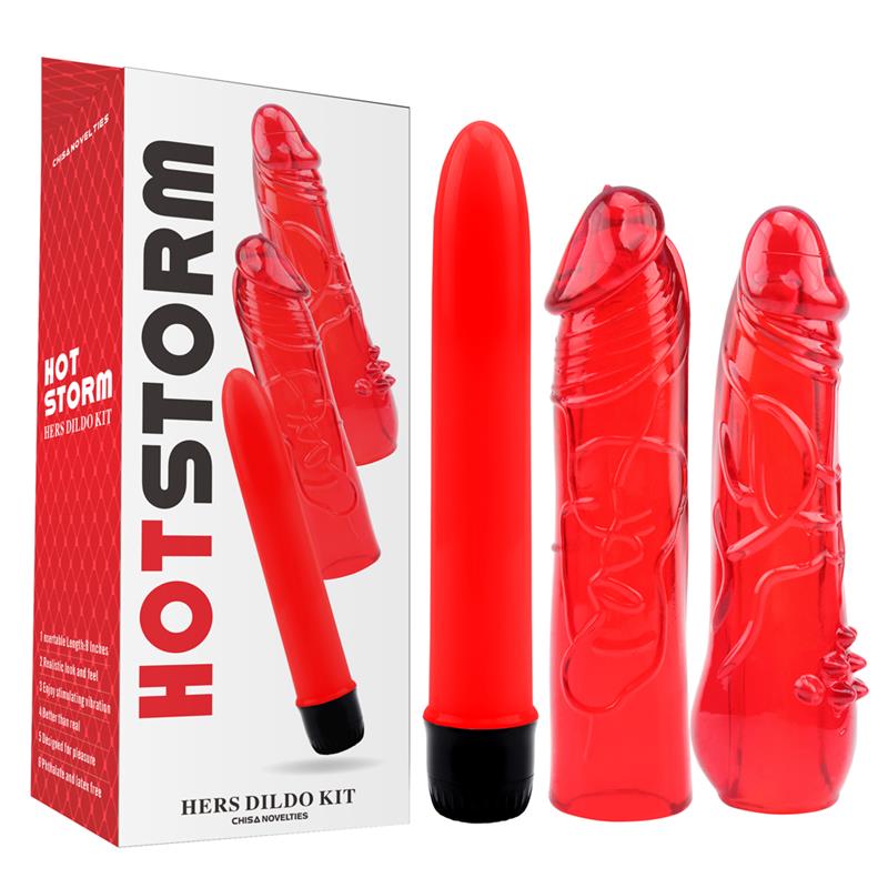 CHISA - KIT DILDO Y VIBRADOR HERS DILDO KIT ROJO