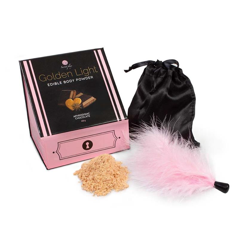 SECRET PLAY - KIT POLVOS 100% COMESTIBLES Y PLUMERO SABOR CHOCOLATE, CANELA Y JENGIBRE