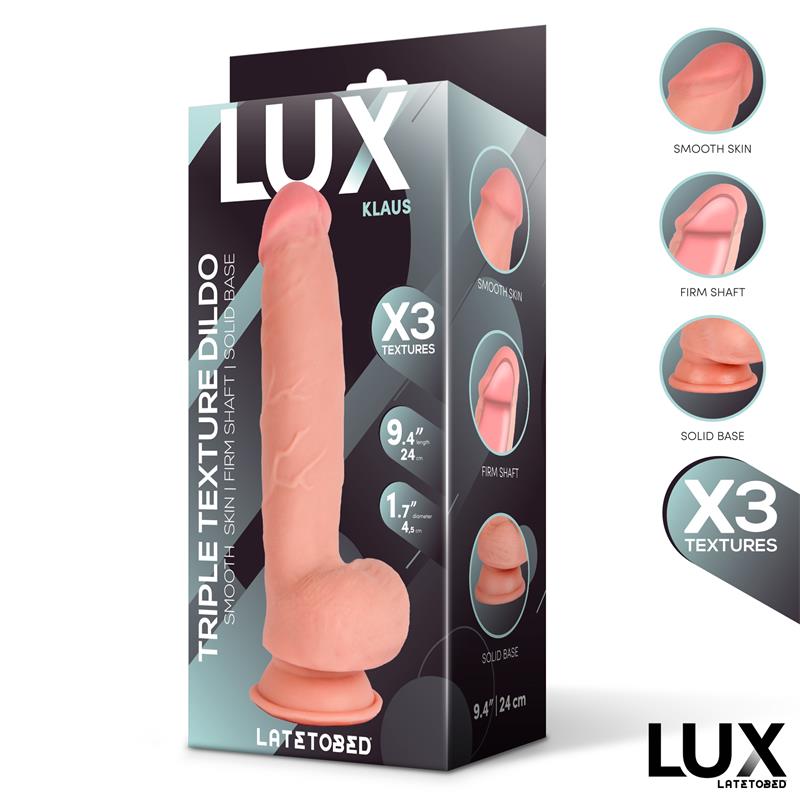 LUX - KLAUS DILDO TRIPLE DENSIDAD CON TESTÍCULOS 9.4