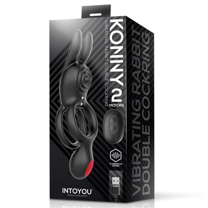 INTOYOU - KONNY ANILLO VIBRADOR DOBLE CON CONEJITO Y CONTROL REMOTO