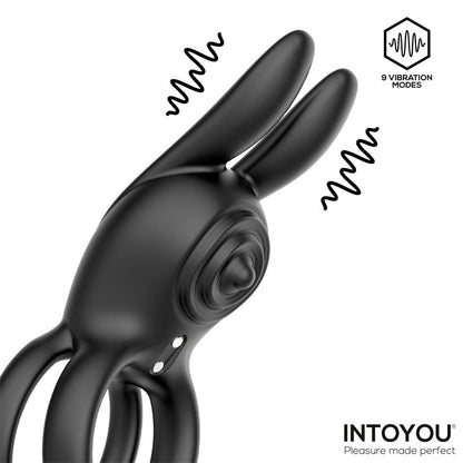 INTOYOU - KONNY ANILLO VIBRADOR DOBLE CON CONEJITO Y CONTROL REMOTO