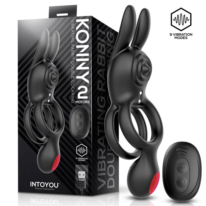 INTOYOU - KONNY ANILLO VIBRADOR DOBLE CON CONEJITO Y CONTROL REMOTO