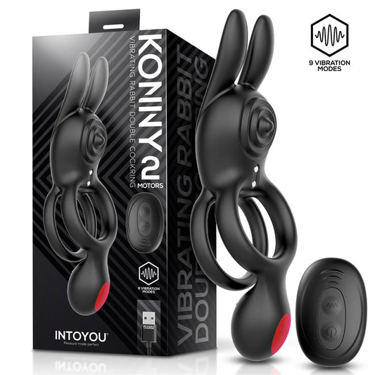 INTOYOU - KONNY ANILLO VIBRADOR DOBLE CON CONEJITO Y CONTROL REMOTO