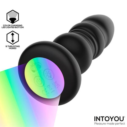 INTOYOU - KRAX PLUG ANAL CON VIBRACIÓN, THRUSTING Y LUZ LED CON CONTROL REMOTO