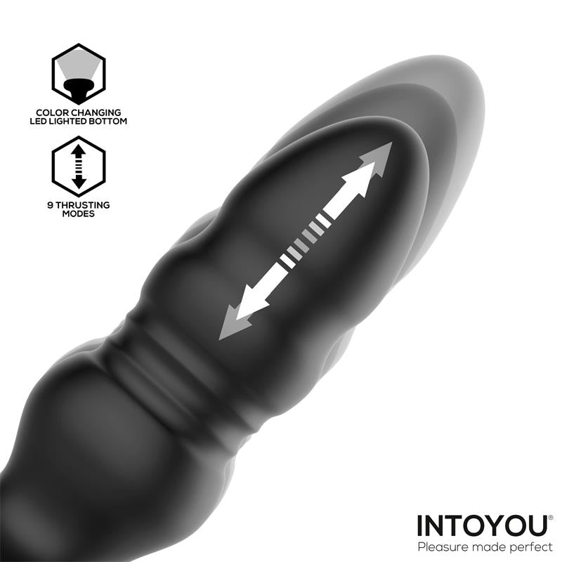 INTOYOU - KRAX PLUG ANAL CON VIBRACIÓN, THRUSTING Y LUZ LED CON CONTROL REMOTO