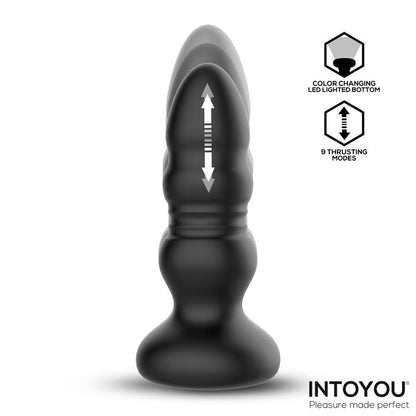 INTOYOU - KRAX PLUG ANAL CON VIBRACIÓN, THRUSTING Y LUZ LED CON CONTROL REMOTO