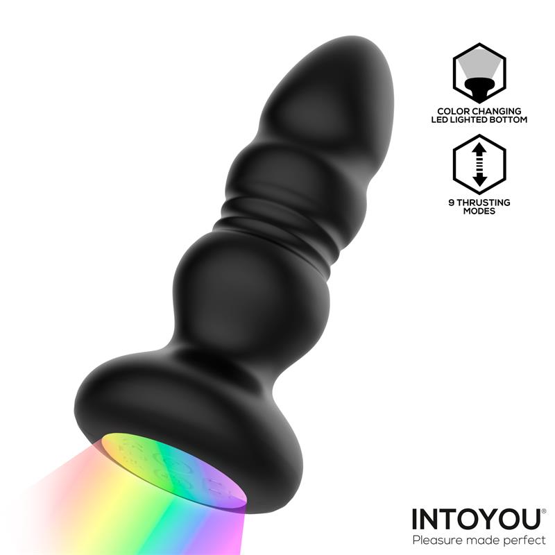 INTOYOU - KRAX PLUG ANAL CON VIBRACIÓN, THRUSTING Y LUZ LED CON CONTROL REMOTO