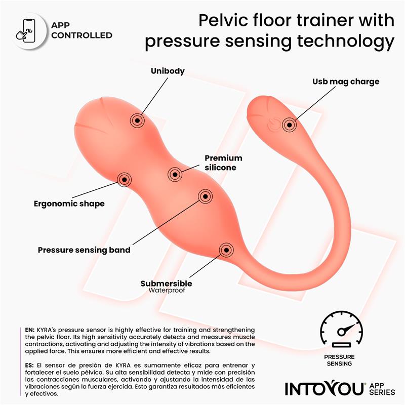 INTOYOU APP SERIES - KYRA ENTRENADOR DE SUELO PÉLVICO CON SENSOR DE PRESIÓN Y APP