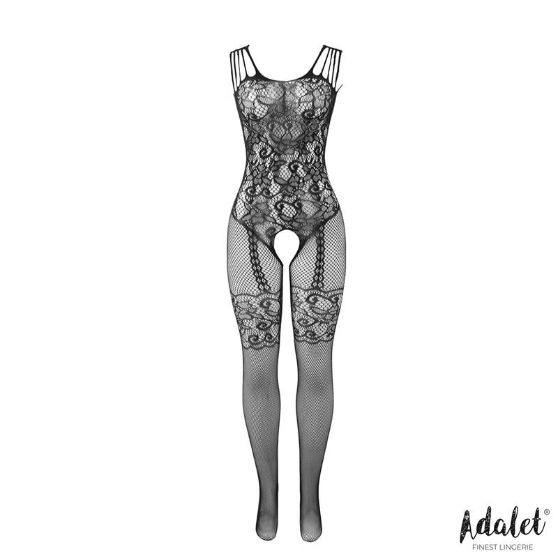 ADALET LINGERIE - LANA BODYSTOCKING ENTREPIERNA ABIERTA Y PATRÓN FLORAL