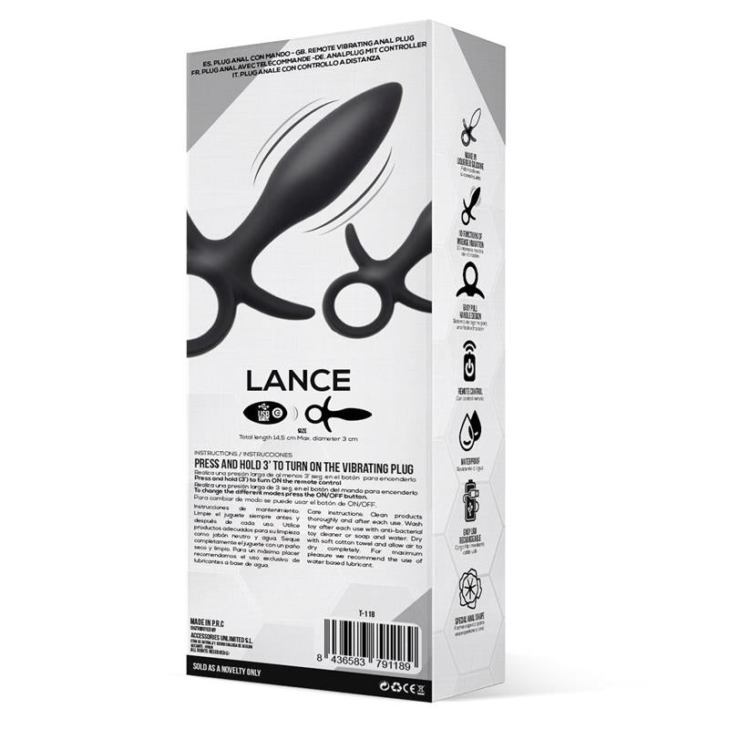TARDENOCHE - LANCE PLUG ANAL CONTROL REMOTO SILICONA LIQUIDA USB