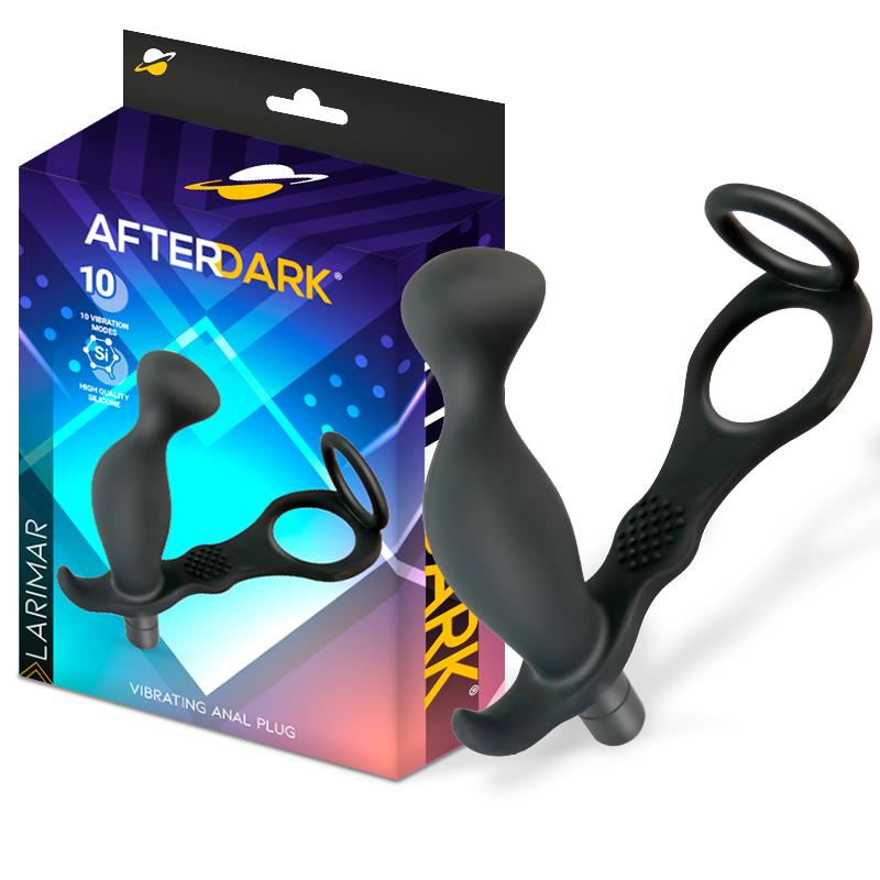 AFTERDARK - LARIMAR PLUG ANAL CON VIBRACIÓN Y ANILLO PARA PENE Y TESTÍCULOS