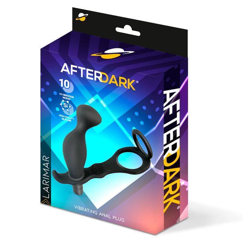 AFTERDARK - LARIMAR PLUG ANAL CON VIBRACIÓN Y ANILLO PARA PENE Y TESTÍCULOS