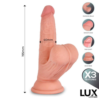 LUX - LARS DILDO TRIPLE DENSIDAD CON TESTÍCULOS OSCILANTES 7.6