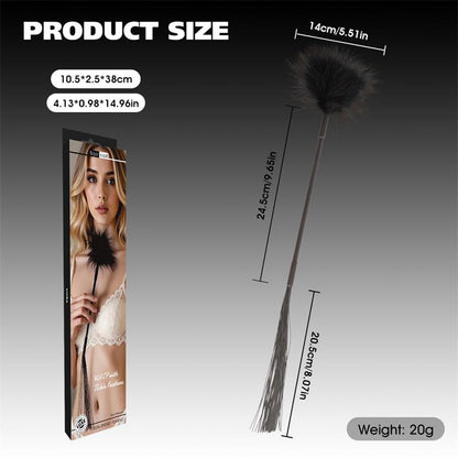 CHISA - LÁTIGO CON PLUMAS DE SILICONA NEGRO