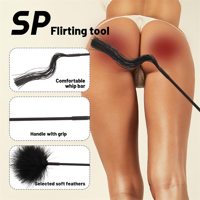 CHISA - LÁTIGO CON PLUMAS DE SILICONA NEGRO