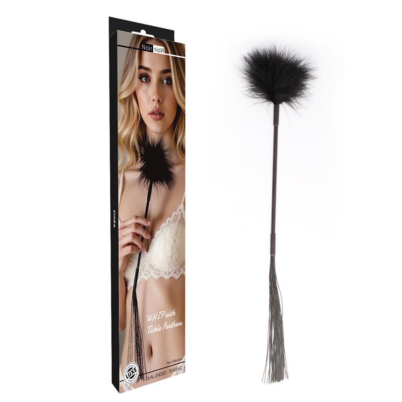 CHISA - LÁTIGO CON PLUMAS DE SILICONA NEGRO