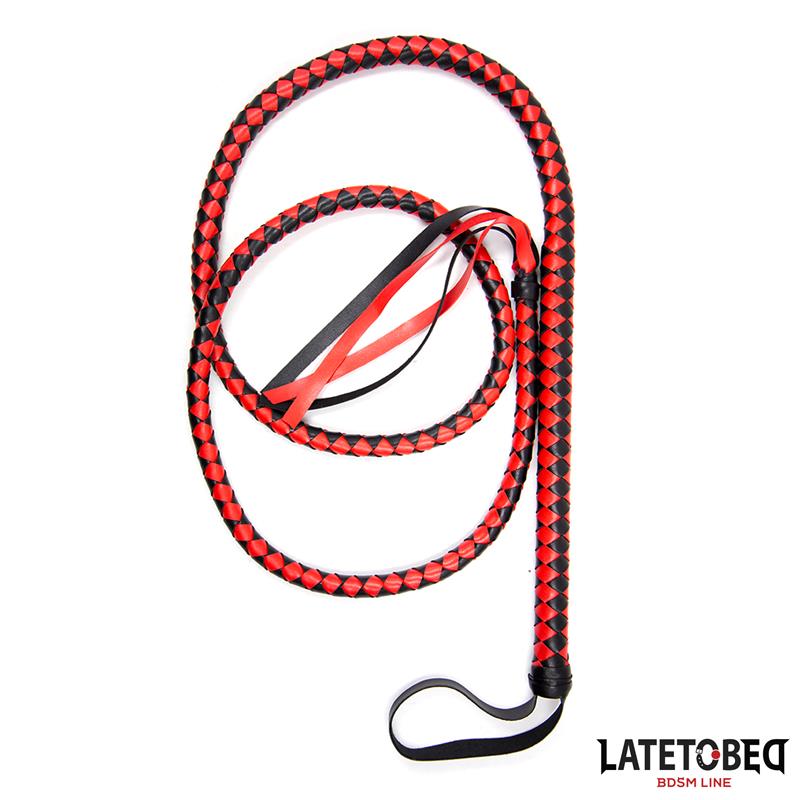 LATETOBED BDSM LINE - LÁTIGO LARGO ROJO Y NEGRO 210CM