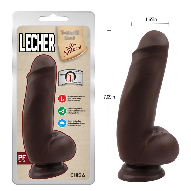 CHISA - LECHER DILDO DUAL DENSITY MARRÓN 18CM