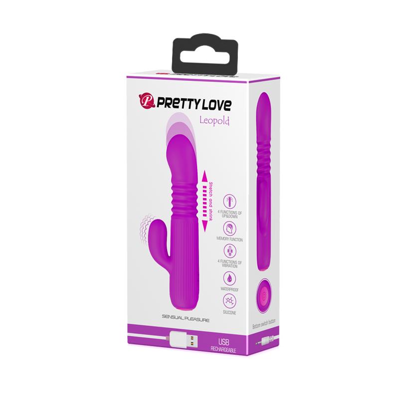 PRETTYLOVE - LEOPOLD VIBRADOR CON FUNCIÓN DE MOVIMIENTO USB SILICONA
