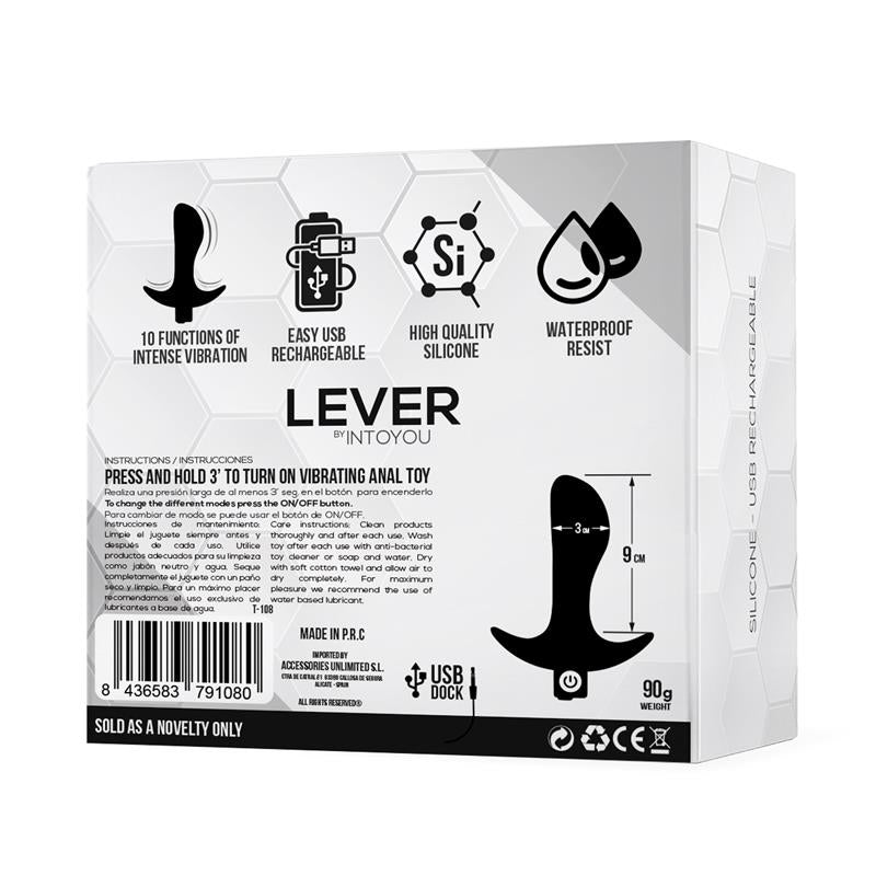 TARDENOCHE - LEVER PLUG ANAL CON VIBRACIÓN USB SILICONA