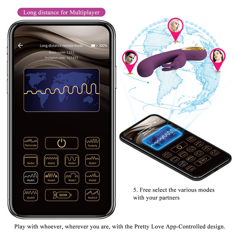 PRETTYLOVE - LIAM VIBRADOR PUNTO G SILICONA  CON APP MORADO