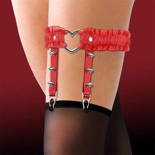 CINDERELLA - LIGA CON ARO EN FORMA DE CORAZÓN Y VOLANTES CUERO VEGANO TALLA ÚNICA