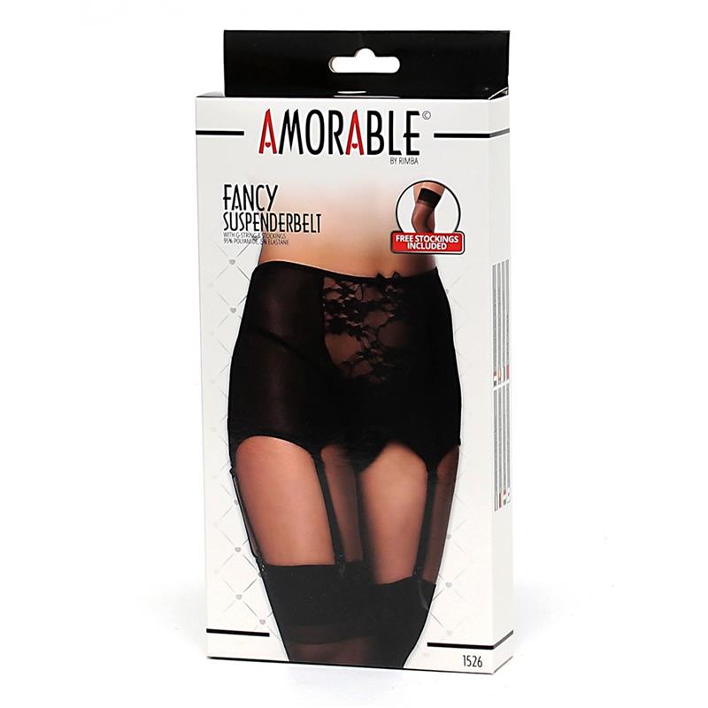 AMORABLE - LIGUERO ANCHO CON TANGA NEGROS