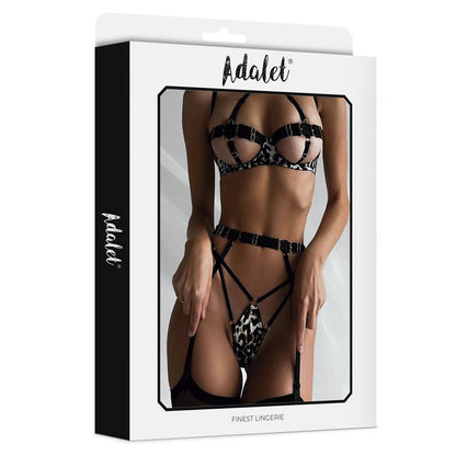ADALET LINGERIE - LILY SET SUJETADOR, TANGA, LIGUERO Y LIGAS ESTAMPADO LEOPARDO